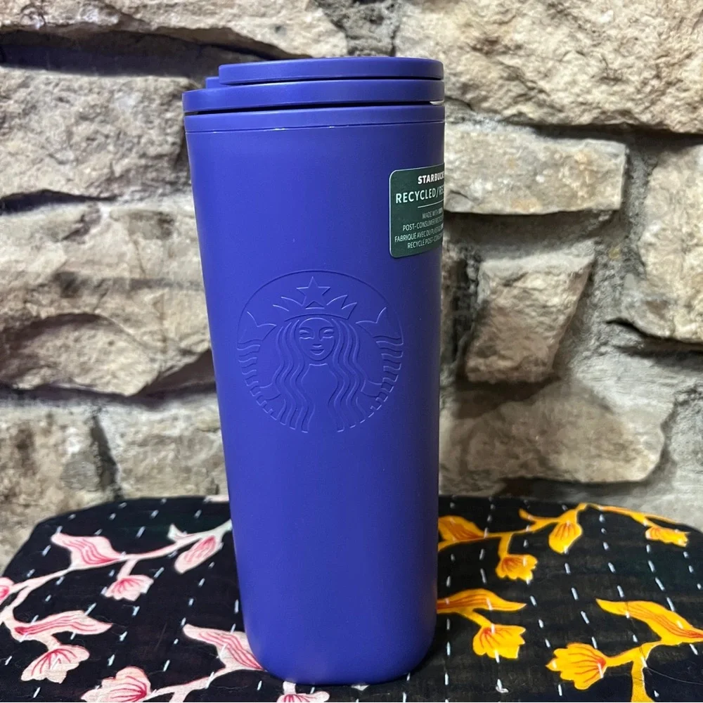 STARBUCKS KITCHEN NWT 2025 Purple Recycled Plastic Triangle Tumbler 16oz 473ML
